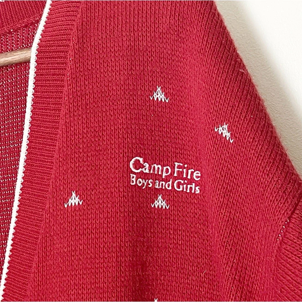 Vintage Campfire‎ Boys And Girls Cardigan Men's XL Red White Outdoor Trooper